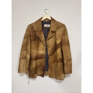 Vintage Leather Renditions By Sandi Women's Jacket Unique Tan Suede Blazer Coat
